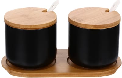 longziming -Keramische Suikerpotjes Set 2 Stuks – Met Deksel en Lepel – Voor Suiker, Koffie of Kruiden – Duurzaam en Elegant Ontwerp – Perfect voor Keuken of Tafel