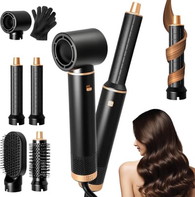 Haarstyler 5-in-1 - Haardroger Krultang - Haar Volume Creëren - Coanda Effect Krullen - 110.000 RPM - Zwart