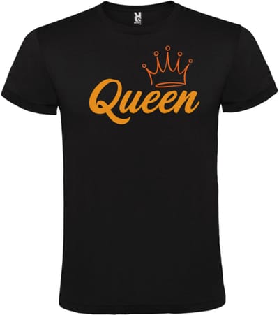Koningsdag T-shirt Zwart - Maat S - Queen - Feestelijke Oranje Stijl