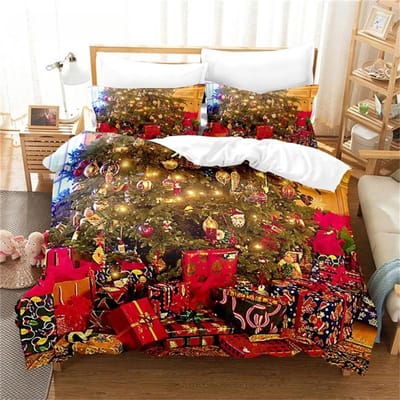 Kerst Gelukkig Nieuwjaar Rood Kerstman Koningin Koning Volledige Maat Dekbedovertrek Beddengoed Linnen Set 2-persoons Sprei 200x200 240x220 70x133cm 2pcs
