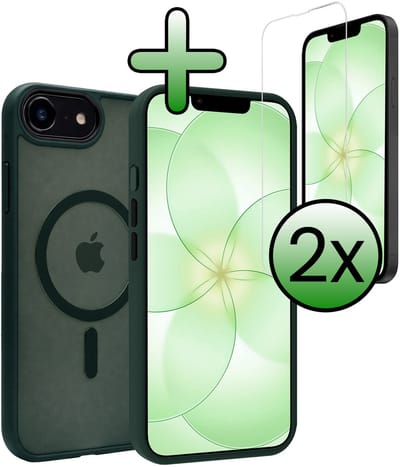 Hoesje Met 2x Screenprotector - Geschikt voor Apple iPhone 17e - Magsafe Compatible - Sterk & Shockproof - Back Cover - Shock Proof Case - Telefoon Hoes - Donkergroen