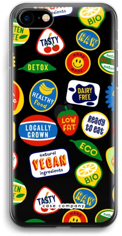 Case Company® - Hoesje geschikt voor iPhone SE 2020 hoesje - Fruitsticker - Soft Cover Telefoonhoesje - Bescherming aan alle Kanten en Schermrand