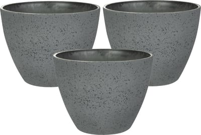 Ter Steege Bloempot/plantenpot - 3x - buiten - antraciet - D13/H12 cm