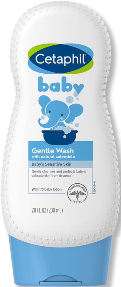 Cetaphil Gentle Baby Wash & Shampoo 2-in1 Baby Haar Shampoo & Douchecrème - Mild & Veilig voor Gevoelige Huid – Prikt Niet in de Oogjes - 230ml