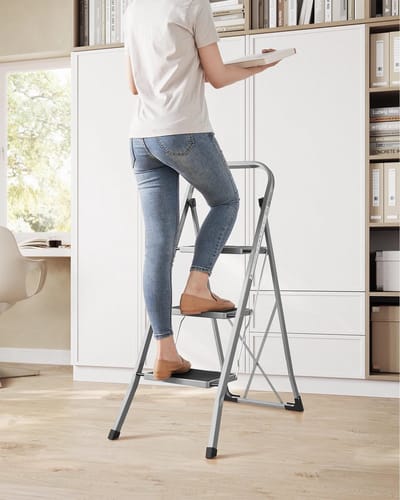 Cherrys Finds - Ladder - Huishoudtrap 3 Treden - Huishoudtrap - Opstapje - Keukentrap - Altrex - Anti-Slip - 20CM Breedt - Grijs