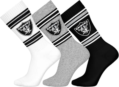 NFL LAS VEGAS RAIDERS Crew Socks - 3-pack - Wit/Grijs/Zwart - Maat 35/38