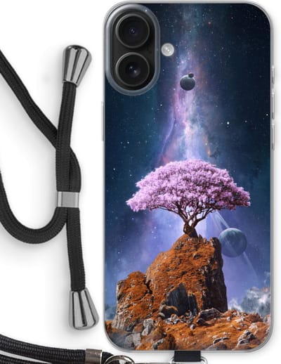 Case Company® - Hoesje met koord geschikt voor iPhone 16 Plus hoesje met Koord - Ambition - Telefoonhoesje met Zwart Koord - Bescherming aan alle Kanten en Over de Schermrand