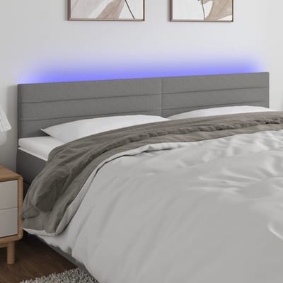 vidaXL - Hoofdbord - LED - 180x5x78/88 - cm - stof - donkergrijs