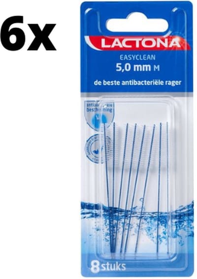 Lactona Ragers EasyClean M 5.0mm Blauw - 6 x 8 stuks - Voordeelverpakking
