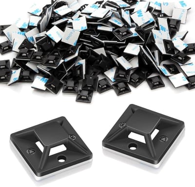 Set van 100 Zelfklevende Basis voor Kabelbinders, 30 x 30mm, Kabelbevestiging, Klemmen, Organiseren van Kabels, Adhesieve Pads, Kabelbeheer, Kabelgeleiding