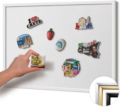 Wallfluent - Wit Magnetisch Bord in Verschillende Kleuren - 70 cm x 50 cm - Magneetbord met Witte Frame - Kleur wit - Memobord voor Keuken - Magnetisch Bord Kindvriendelijk - Magnetisch Wandbord