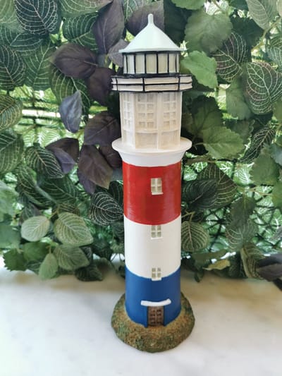 Beeld Vuurtoren wit blauw rood 35cmH