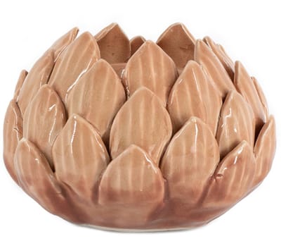 Waxinehouder keramiek floral sandstone