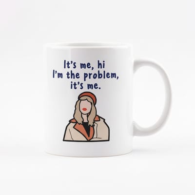Grappige Tekst Mok “It’s Me, Hi, I’m the Problem” – Minimalistische Illustratie – Koffie & Thee Mok – 330 ml
