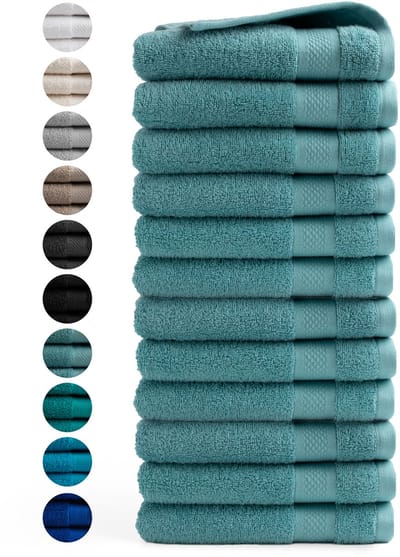DoubleDry Handdoeken 50 x 100 - set van 12 - Hotel kwaliteit 500 g/m2 - 12x Denimblauw