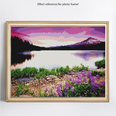 Mosaïque de diamants, paysage, peinture diamant, pierres rondes, broderie diamant, affichage, strass, photos 20X30 pink