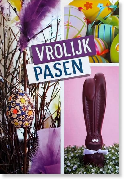 Vrolijk Pasen Wenskaart - Paaskaart - 12 x 17 cm - gevouwen kaart Inclusief envelop