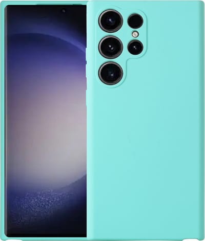 Hoesje Geschikt Voor Samsung Galaxy S23 Ultra hoesje siliconen suède backcover met microvezel laag – Mint Groen