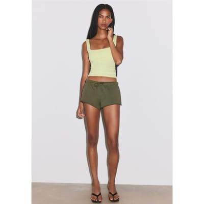 Stradivarius Mini sweatstof short  Kaki XS