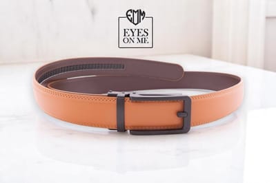 Camel lederen riem zonder gaatjes met automatische gesp voor heren ( Model N076 )