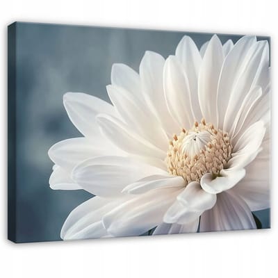 WALLARENA - Canvas schilderij - 100x70 cm - 3D witte abstracte bloemen voor slaapkamer, woonkamer, keuken