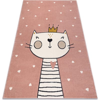 Kleden Rugsx KIDDO tapijt 6106 rozekleuring / wit katje, 80x150 cm