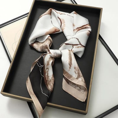 Luxe zijden sjaal, vierkante sjaal voor dames, satijnen hijab, modieuze omslagdoek, halsdoek, haarband, linthoofdband, bandana 70x70cm gray