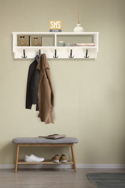 Dekornik - Kapstok - Wandplank - Met 15 Haken - Wit - 120 cm