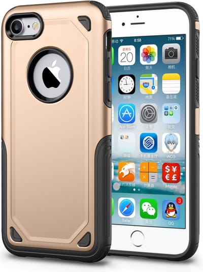 Peachy Shockproof hoesje Pro Armor geschikt voor iPhone 7 8 SE 2020 SE 2022 - Protection Case Goud - Extra Bescherming