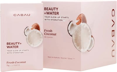 Cabau – Beauty+Water Sachets – Fresh Coconut – 14 Self-Care sips met vitamine C, hyaluronzuur & zink – ondersteunt huid, haar en nagels – suikerarm en laag in calorieën