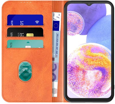 Geschikt voor Samsung Galaxy A23 Telefoonhoesje Bruin Kunstleer Met Magnetische Sluiting - Portemonnee BookCase Met Pasjeshouder - ProtX
