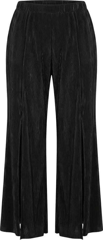 Ulla Popken - Dames - Geplooide broek Rose zoomsplit vooraan - Zwart - Maat 42+