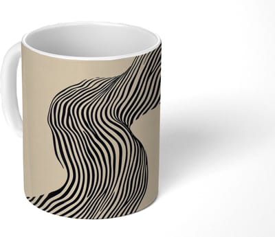 Mok - Koffiemok - Golvend - Lijnen - Abstract - Silhouet - Mokken - 350 ML - Beker - Koffiemokken - Theemok
