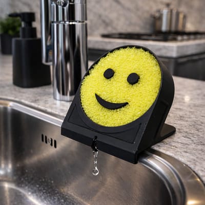 Scrub daddy schoonmaakspons houder met wateruitloop – Zwart – sponshouder - grootsteen organizer