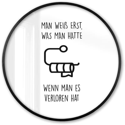 Poster in lijst Rond - Fotolijst 60x60 cm - Posters - Quotes - Wit - WC papier - Humor - Ronde posterlijst zwart - Decoratie - Wanddecoratie woonkamer - Muurdecoratie slaapkamer