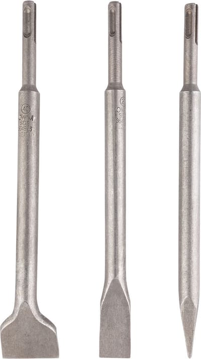 Parkside SDS Plus Beitelset - 3 Delig - SDS-plus aansluiting - Toepassing: steen, licht beton, baksteen - Platte beitel (20 mm) - Brede beitel (40 mm) - Puntige beitel (20 mm)