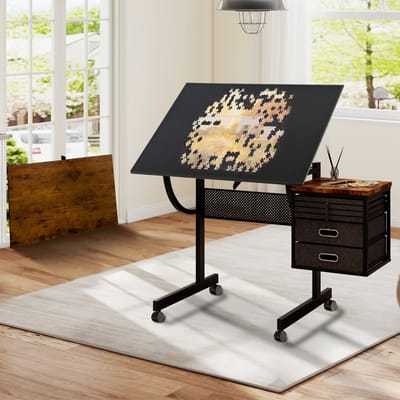 Puzzeltafel 1500 Stukjes - Puzzelbord Met Laden En Sorteerbakken - Zwart