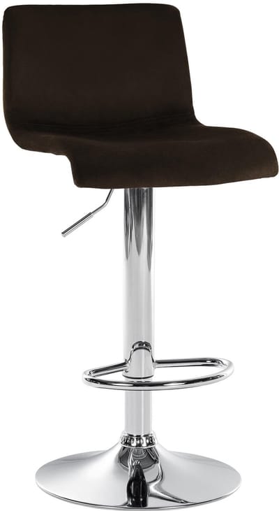 CLP Barkruk Hover - met rugleuning - verstelbaar - draaibar - metalen frame - fluweel - chroom/bruin
