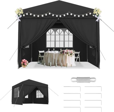 Tuinpaviljoen Waterdicht - Feesttent Paviljoen - Buitenfeesten Organiseren - Inclusief 4 Zijdelen - 3x3 Meter - Donkergrijs