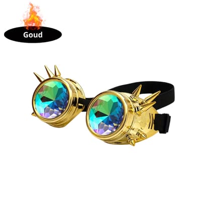 Livano - Festival Bril - Rave - Space - Techno - Freaky Glasses - Heren - Dames - Zonnebril - Goud