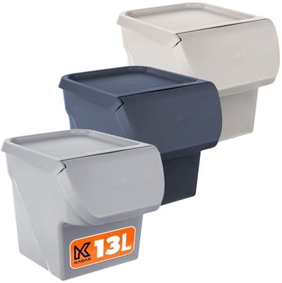 KADAX Aardappelbewaardoos 13 l, set van 3 aardappelboxen, groenteboxen voor het bewaren van aardappelen, uienboxen, aardappelbakken, voerboxen, aardappelkisten (lichtgrijs, donkergrijs, wit)