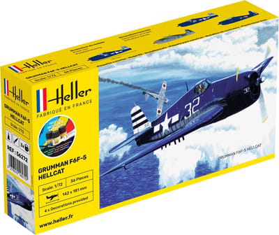 Heller Modelbouwpakket Vliegtuigen - 56272 Grumman F6F-5 Hellcat - Amerikaans Jachtvliegtuig - Starter Kit Plastic - 1:72 - Modelbouw