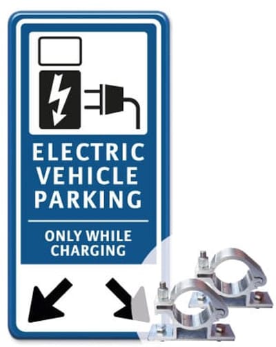 Parkeerbord Electric Vehicle Parking - 30x60 cm - Bevestiging: Met paalbeugels Ø48mm