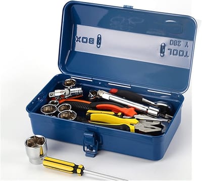 Gereedschapskist Metaal - Opbergkoffer Handig - Reparaties Uitvoeren - Verstevigd Bodemontwerp - Groot Formaat - Blauw