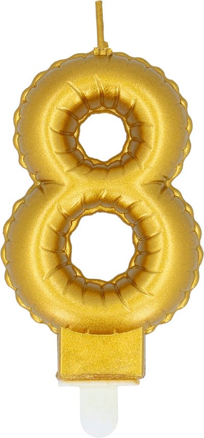 Boland - Kaarsje '8' goud 8 Goud - Black & Gold - Black & Gold - Verjaardag - Jubileum