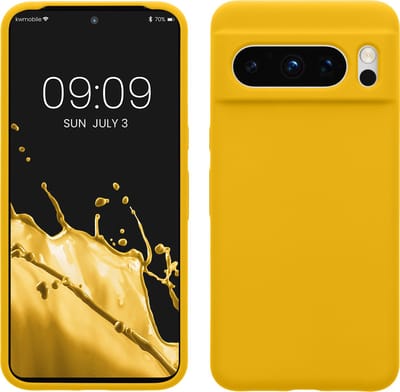 kwmobile telefoonhoesje geschikt voor Google Pixel 8 Pro - Hoesje met siliconen coating - Smartphone case in stralend geel