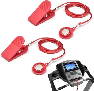 Loopband Sleutel - Noodstop Clip - Veilige Fitness - Universele Compatibiliteit - 2 Stuks - Rood