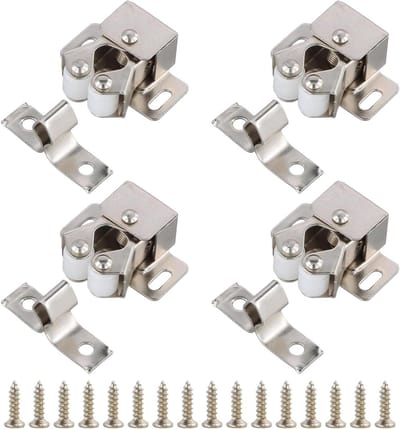 Deurstopper voor Kast - Zilver - 32 x 28 x 12 mm - Gekalanderd Staal met Versterkte Veer - Voor Kastdeuren en Schuifdeuren