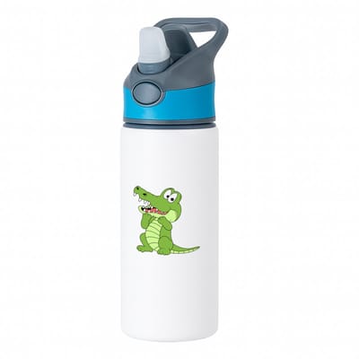 Hacebo® - Krokodillen waterfles met rietje blauw - Krokodil - Dieren liefhebbers - Reptielen - dierendag - water fles - 650ML