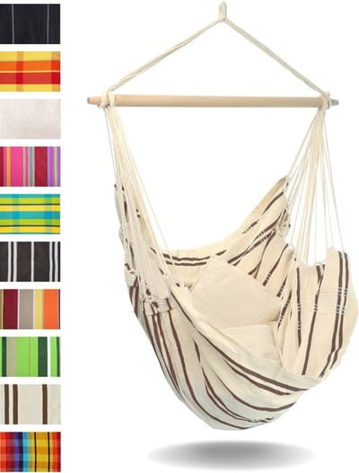 XL Hangstoel zonder Frame - Handgemaakt in Brazilië, Belastbaar tot 150 kg, Zitvlak 1,6 x 1,3 m, Kleur: Cappuccino